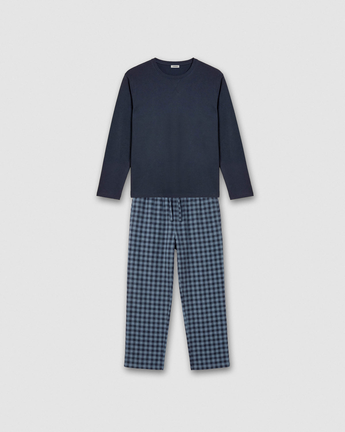 Pijama franela algodón cuadro soreya azul