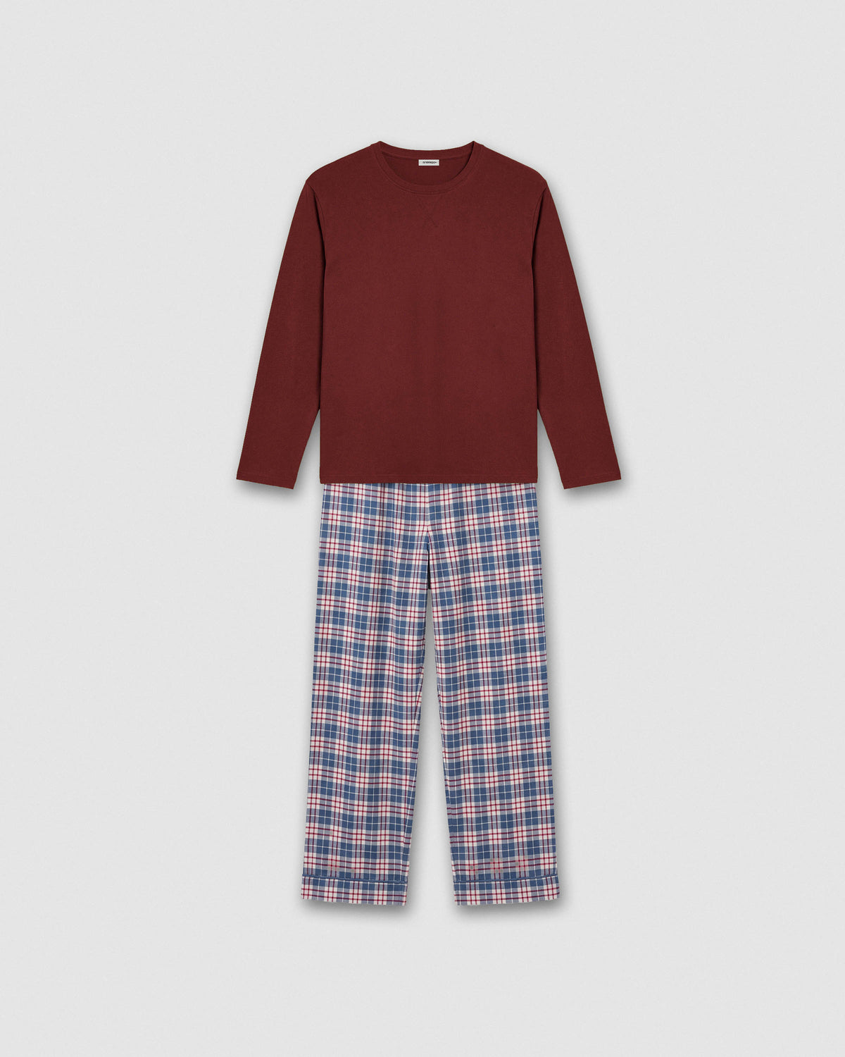 Pijama franela algodón cuadro nevia burdeos