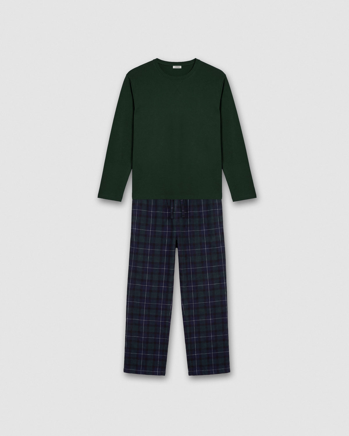Pijama franela algodón cuadro chiaro verde