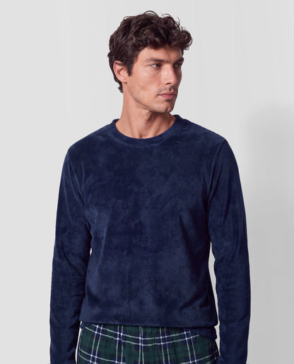 Pigiama corallo a quadri Wello blu navy