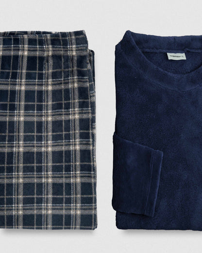 Pijama coral cuadro brais burdeos