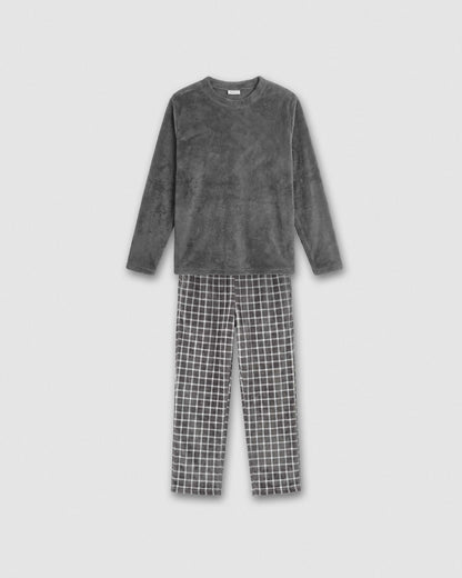 Pijama coral cuadro roberto gris marengo