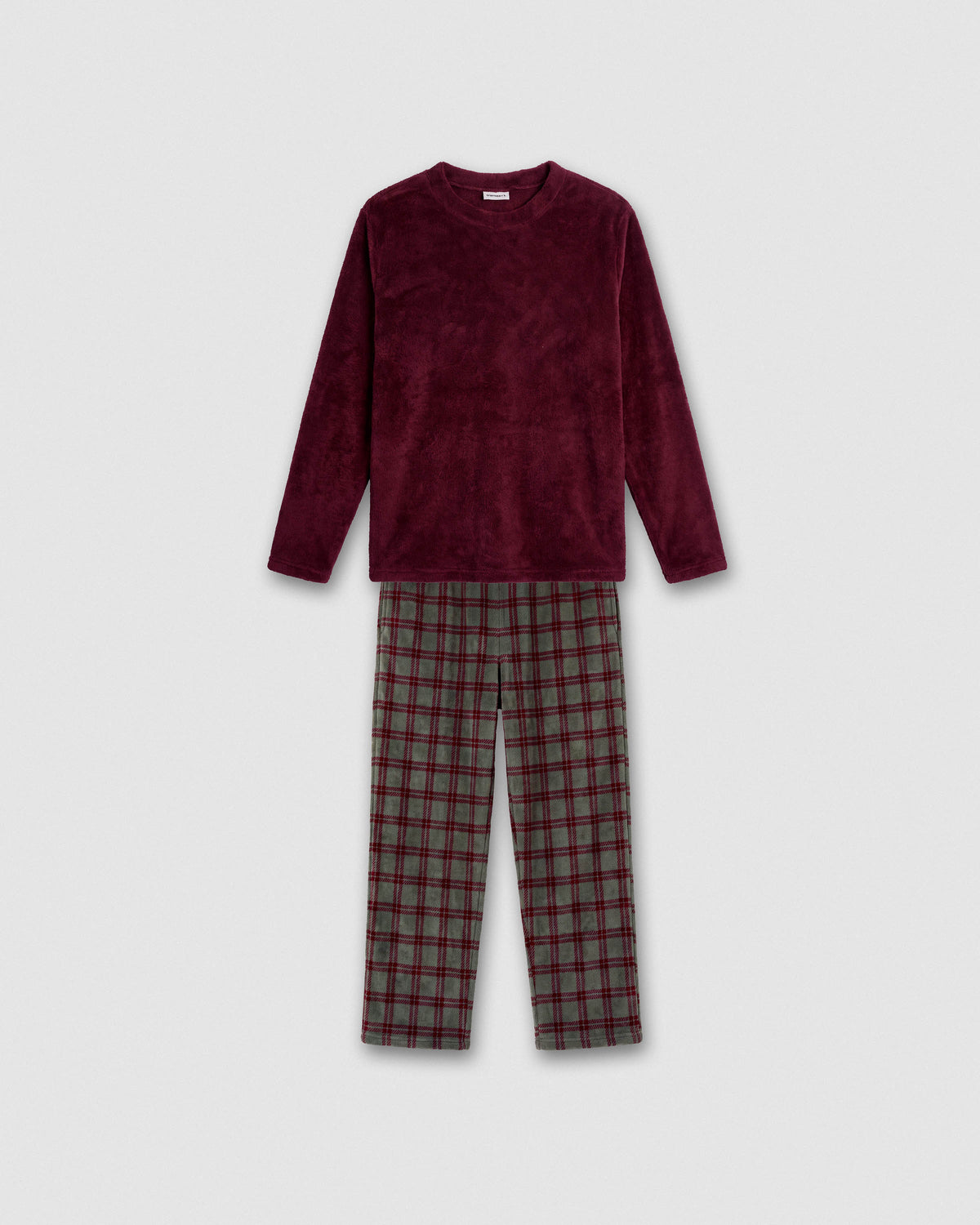 Pijama coral cuadro tana burdeos