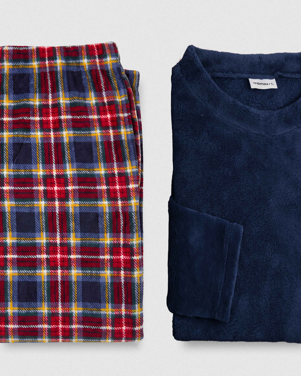 Pigiama corallo a quadri Tuc blu Navy