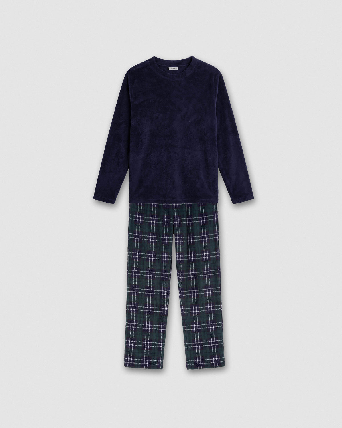 Pijama coral cuadro wello azul marino
