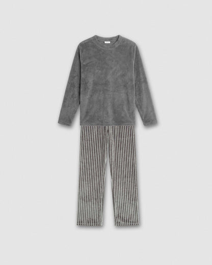 Pijama coral às riscas Abfico cinza Marengo