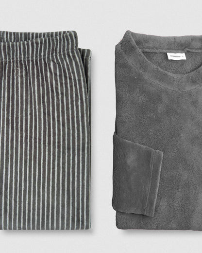Pijama coral às riscas Abfico cinza Marengo