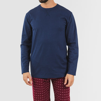 Pijama masculino de flanela Loui, azul marinho