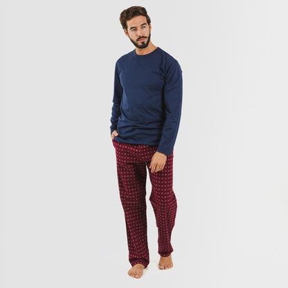 Pijama masculino de flanela Loui, azul marinho