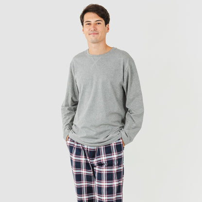 Pijama hombre franela Cuadro Tarso gris