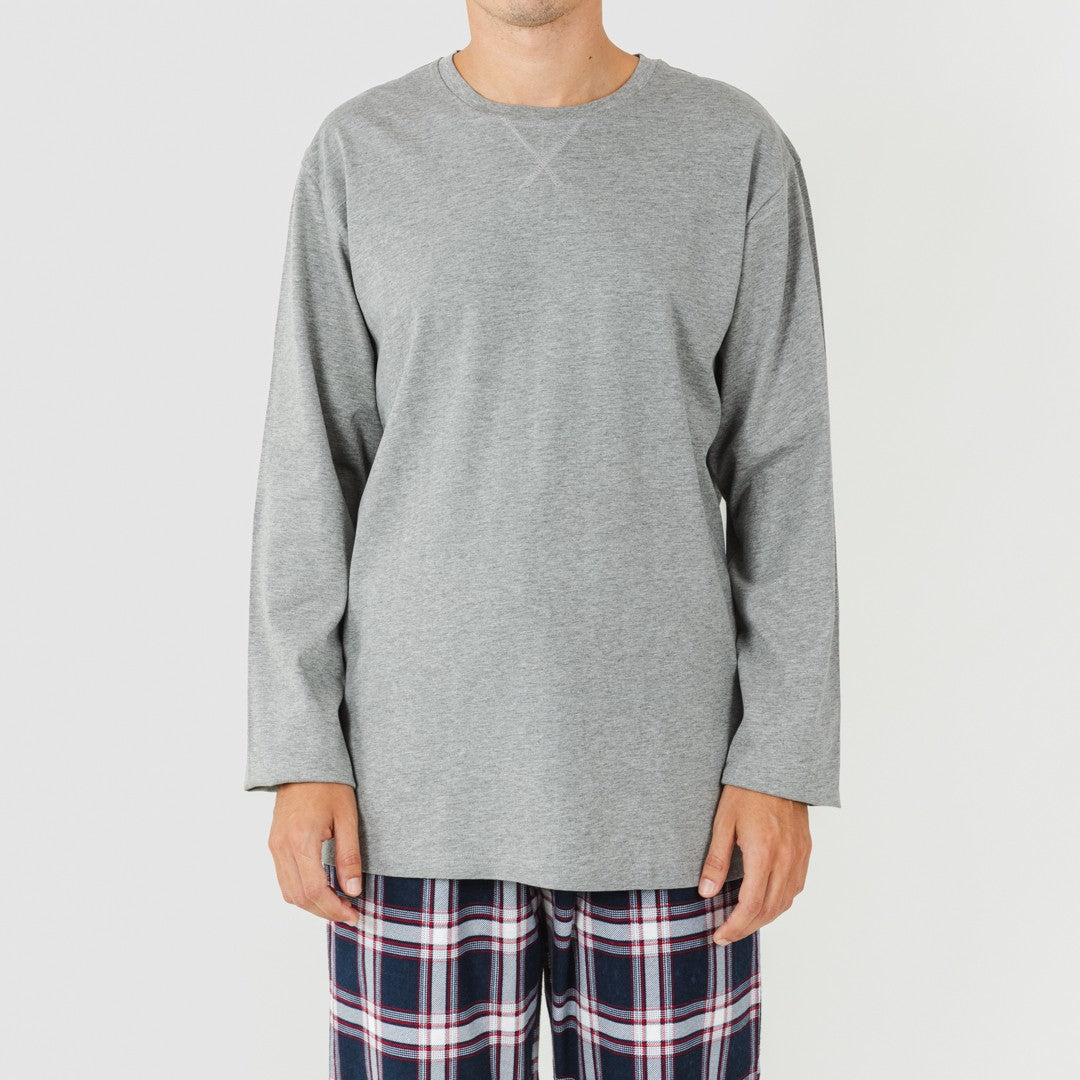 Pijama hombre franela Cuadro Tarso gris