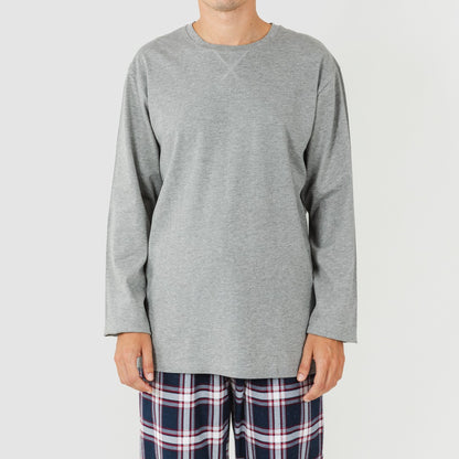 Pijama hombre franela Cuadro Tarso gris