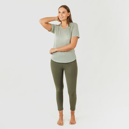 Conjunto deportivo leggings largo mujer verde hoja/cacería