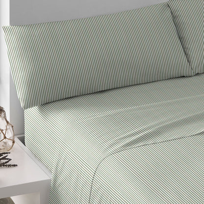 Leia Green Hunting Striped Cotton Sheet Set