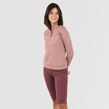 Sudadera deportiva mujer con cremallera y bolsillo malva