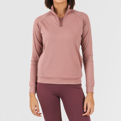 Sudadera deportiva mujer con cremallera y bolsillo malva