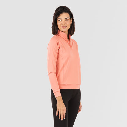 Sudadera deportiva mujer con cremallera y bolsillo naranja