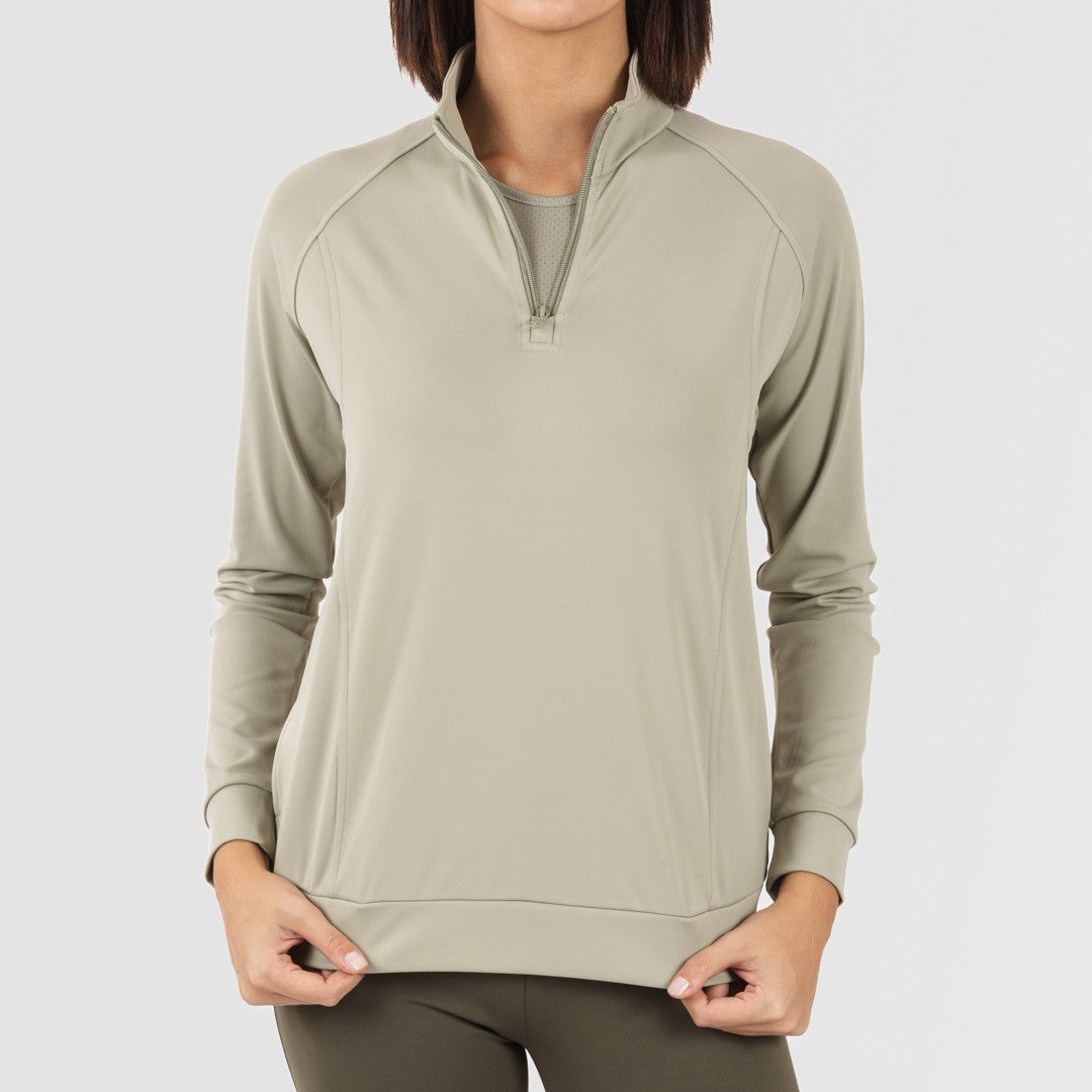 Sudadera deportiva mujer con cremallera y bolsillo verde hoja