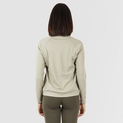 Sudadera deportiva mujer con cremallera y bolsillo verde hoja