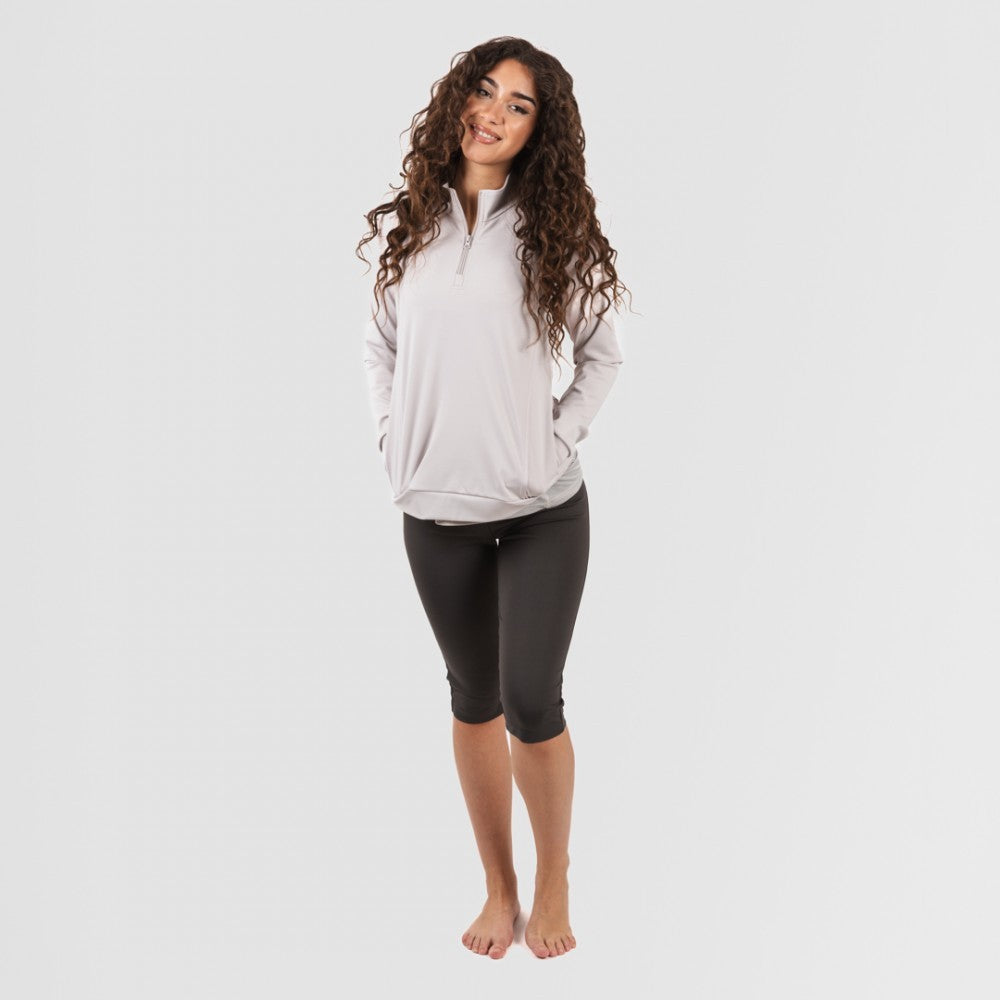 Sudadera deportiva mujer con cremallera y bolsillo perla