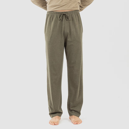 Pijama masculino comprido com botões, verde-caça - verde-escuro