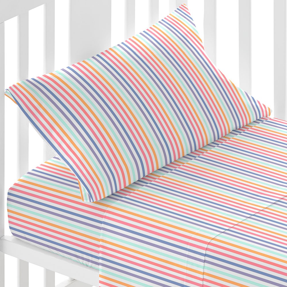 Juego de sábanas algodón Raya Praga cuna