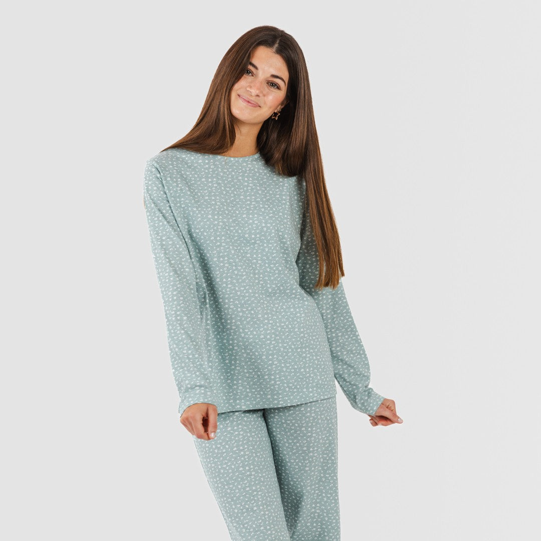 Pijama largo algodón Anita verde gastado