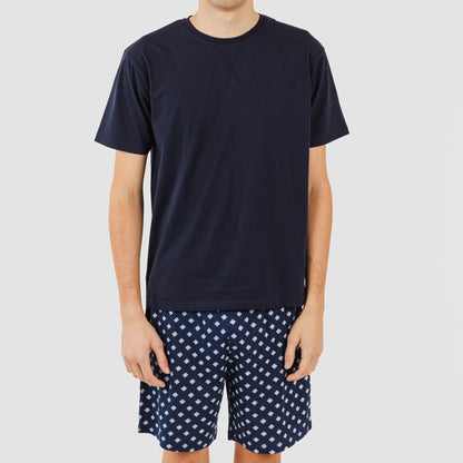 Pijama curto masculino Missy em algodão, azul marinho