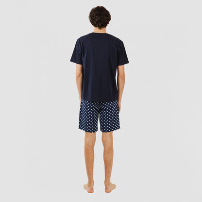 Pijama curto masculino Missy em algodão, azul marinho