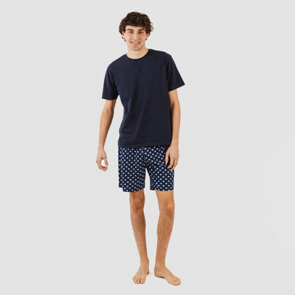 Pijama curto masculino Missy em algodão, azul marinho
