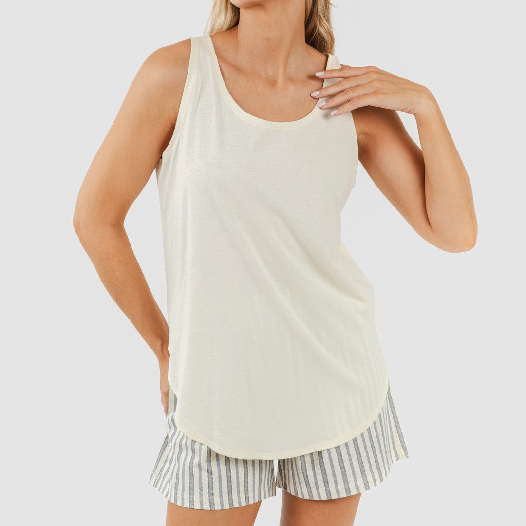 Pijama corto algodón Raya Brighton natural