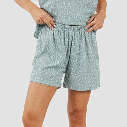 Pijama curto de algodão Anita, verde desbotado