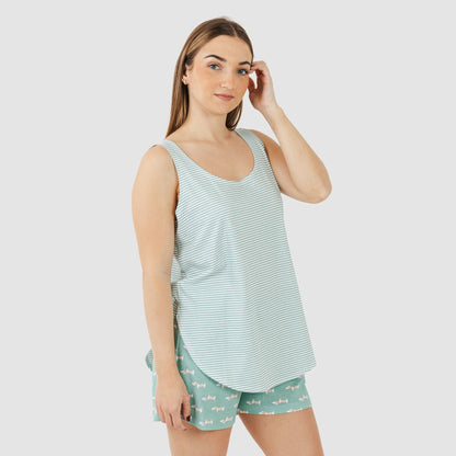 Pijama corto algodón Ponder verde azulado