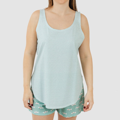 Pijama corto algodón Ponder verde azulado