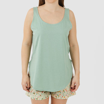 Pijama curto de algodão verde Pamela