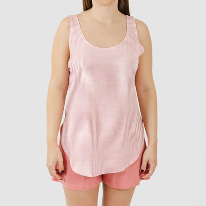 Pijama corto algodón Raya Aliena marsala