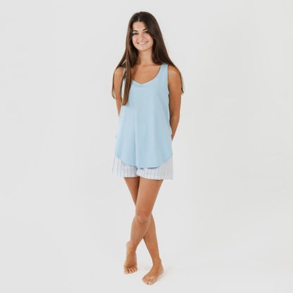 Pijama corto algodón Bennet celeste
