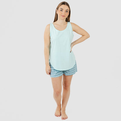 Pijama curto de algodão azul-petróleo Galieni