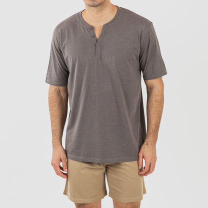 Pijama corto hombre con botones topo arena