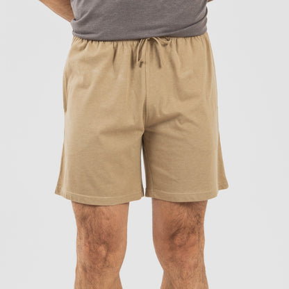 Pijama corto hombre con botones topo arena