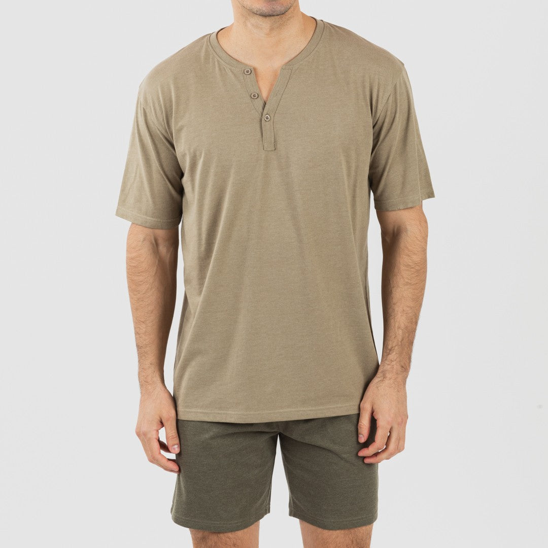 Pijama corto hombre con botones verde cacería - verde oscuro