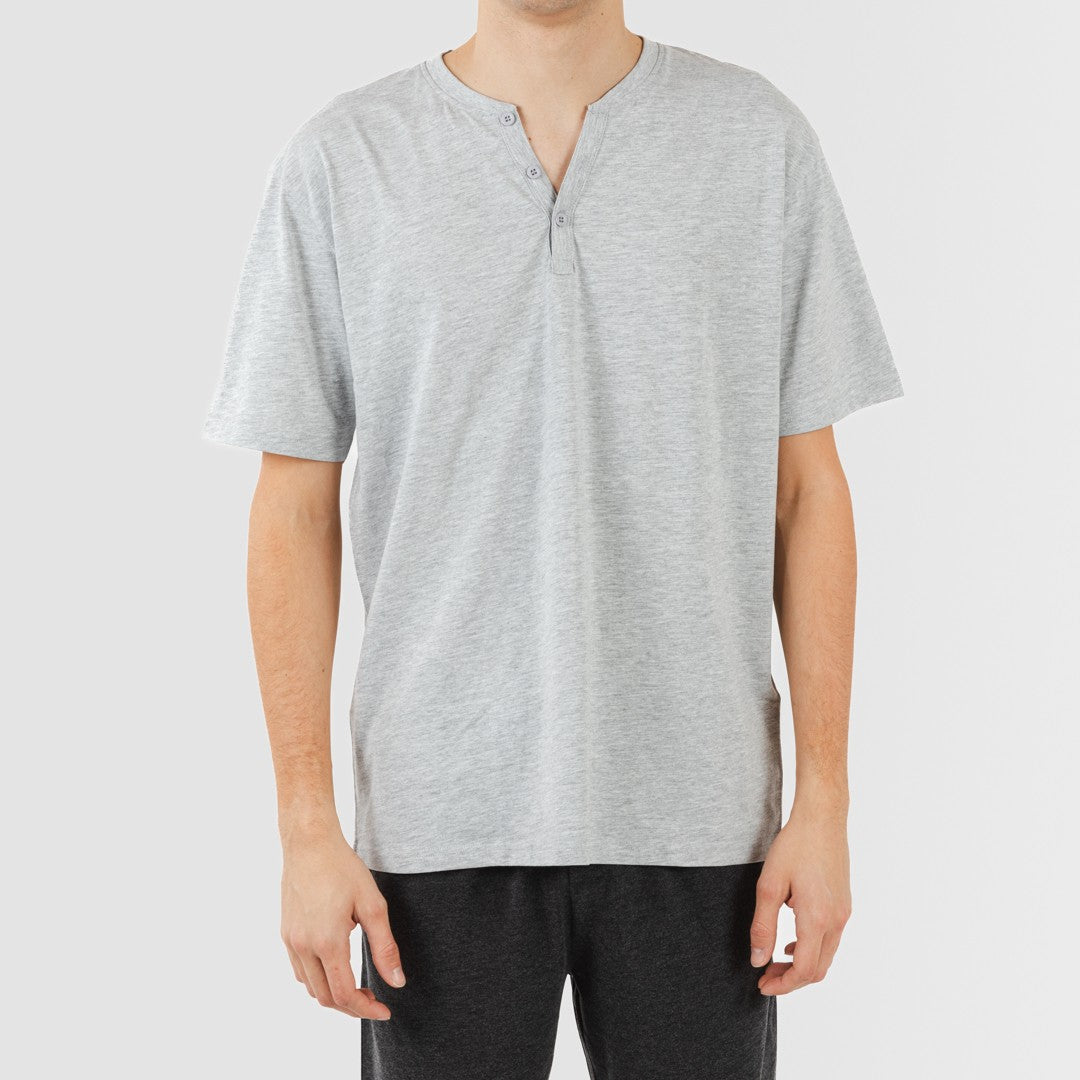 Pijama corto hombre con botones perla - marengo