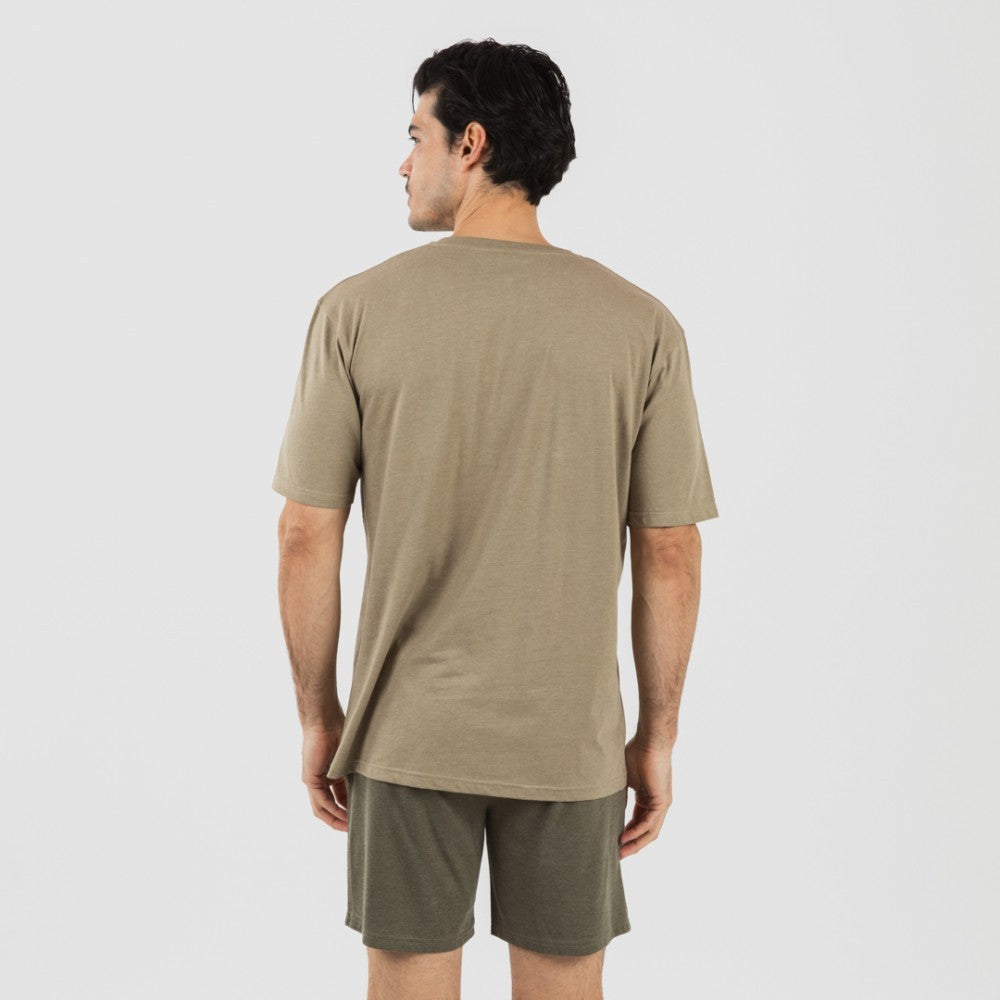 Pijama corto hombre con botones verde cacería - verde oscuro