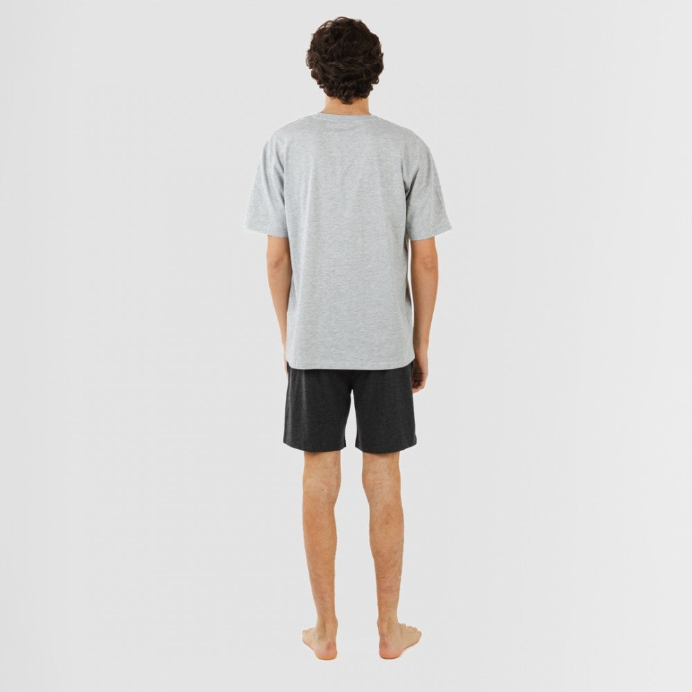 Pijama corto hombre con botones perla - marengo