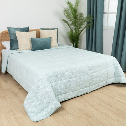 Colcha Andres verde Tiffany em chenille jacquard - 120g