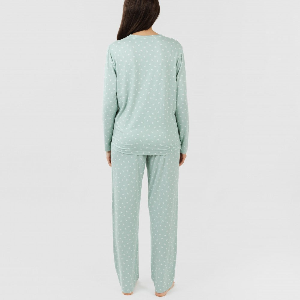 Pijama largo mujer soft Natalie verde tiffany
