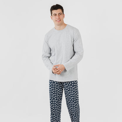 Pijama largo algodón hombre Octopus gris