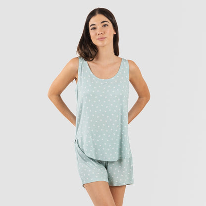 Pijama feminino Natalie Green Tiffany em viscose com suspensórios.