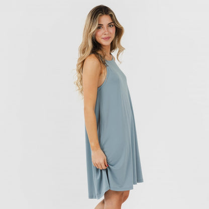 Vestido corto tirantes crepe liso