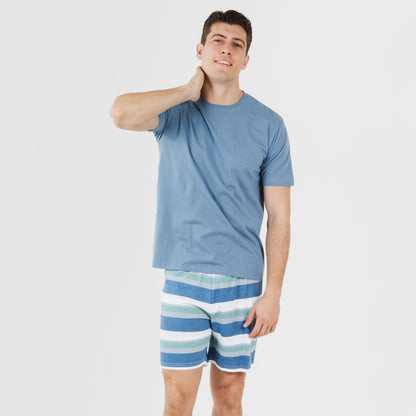 Pijama corto algodón hombre Raya Mark indigo